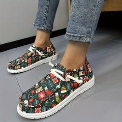 Women's Christmas Slip on Canvas Shoes Lightweight Casual Sneakers