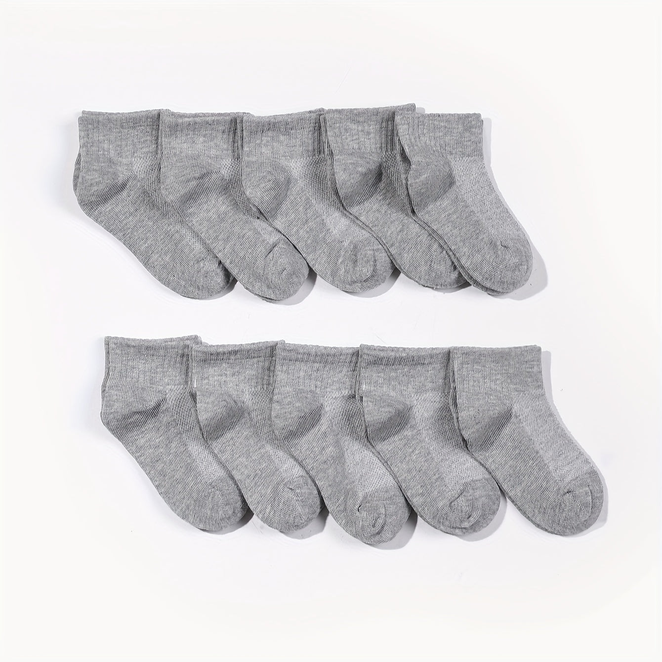 10 Pairs Unisex Gray Short Socks Low Cut Ankle Athletic for Boys and Girls