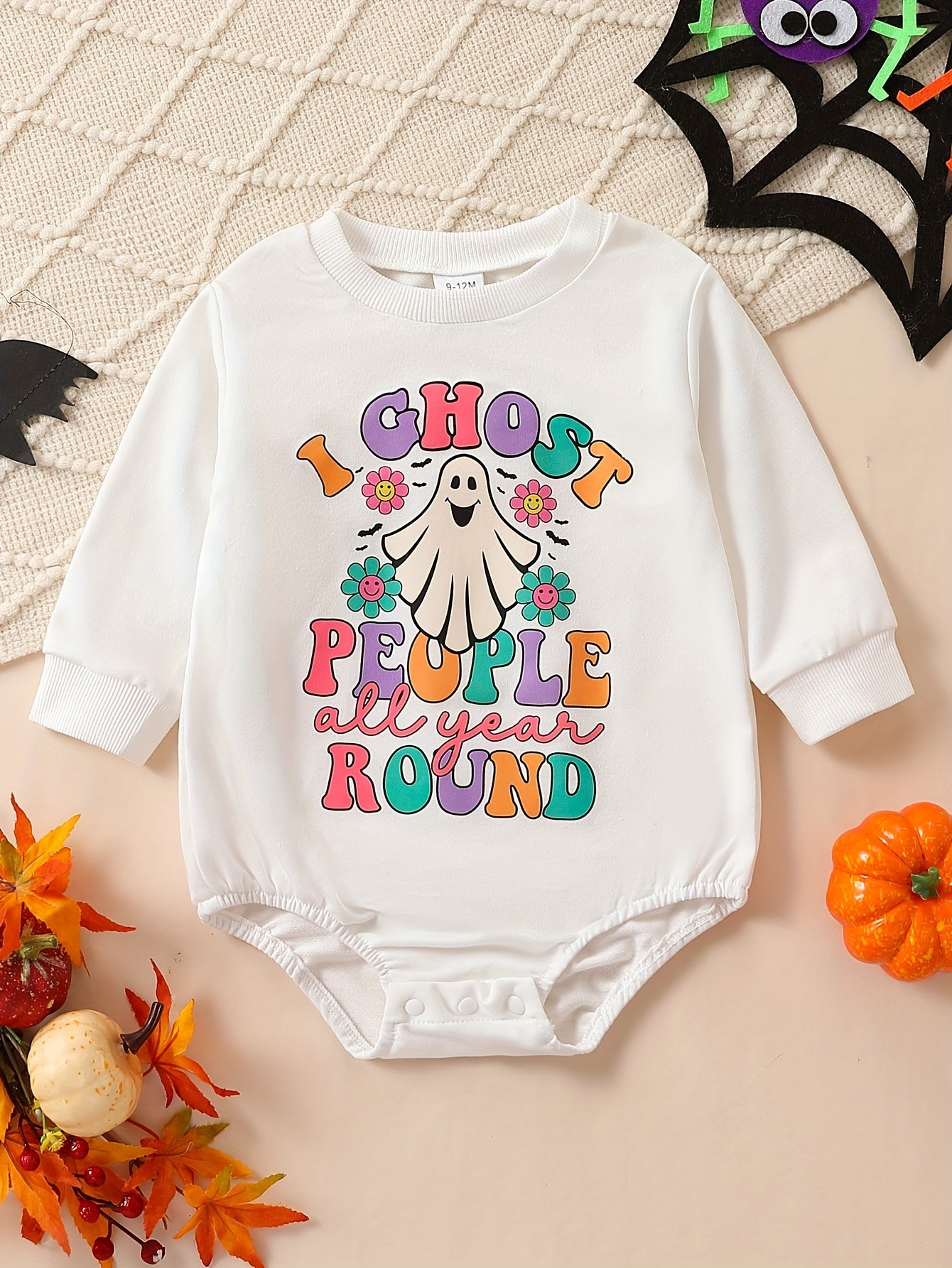 Baby Girls Pumpkin Head Full Print Pullover Romper Creeper