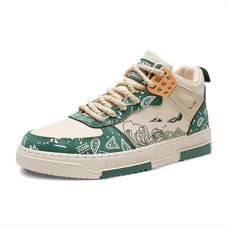 Men's Graphic Print Skate Shoes Ankle Top Breathable Non Slip Sneakers