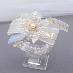 Faux Pearl Bracelet Wedding Prom Party Wrist Flowers