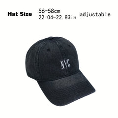 NYC Letter Embroidery Baseball Cap Adjustable Denim Retro Sun Hat