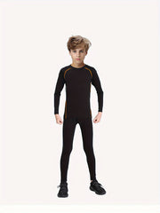 2pcs Kids Compression High Elastic Sets Solid Letter Printed Quick Dry Bottoms