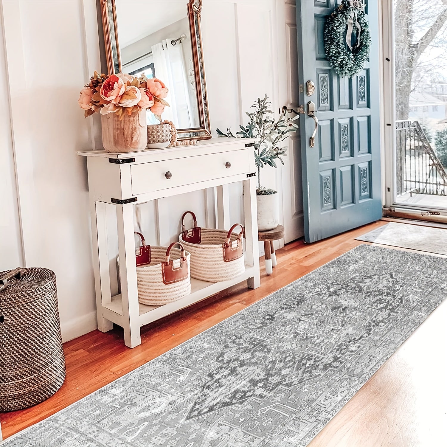 Soft Persian Runner Rug Vintage Shaggy Non Slip Entryway Mat Washable