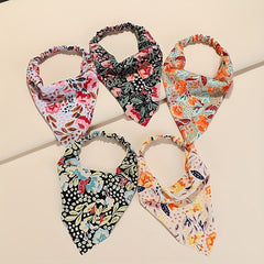 Vintage Flower Print Head Scarf Triangle Bandanas Hairband Headband