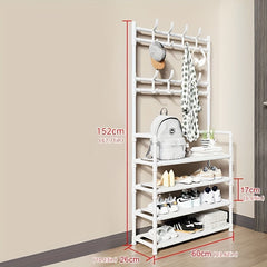 Metal Shoe Rack Coat Rack Integrated Doorway Hanging Clothes and Shoe Cabinet