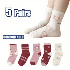 Boy's Cartoon Striped Crew Socks Breathable Casual Style Unisex Socks