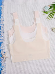 3pcs Seamless Bra Solid Underwear No Steel Ring Breathable Soft Bralette