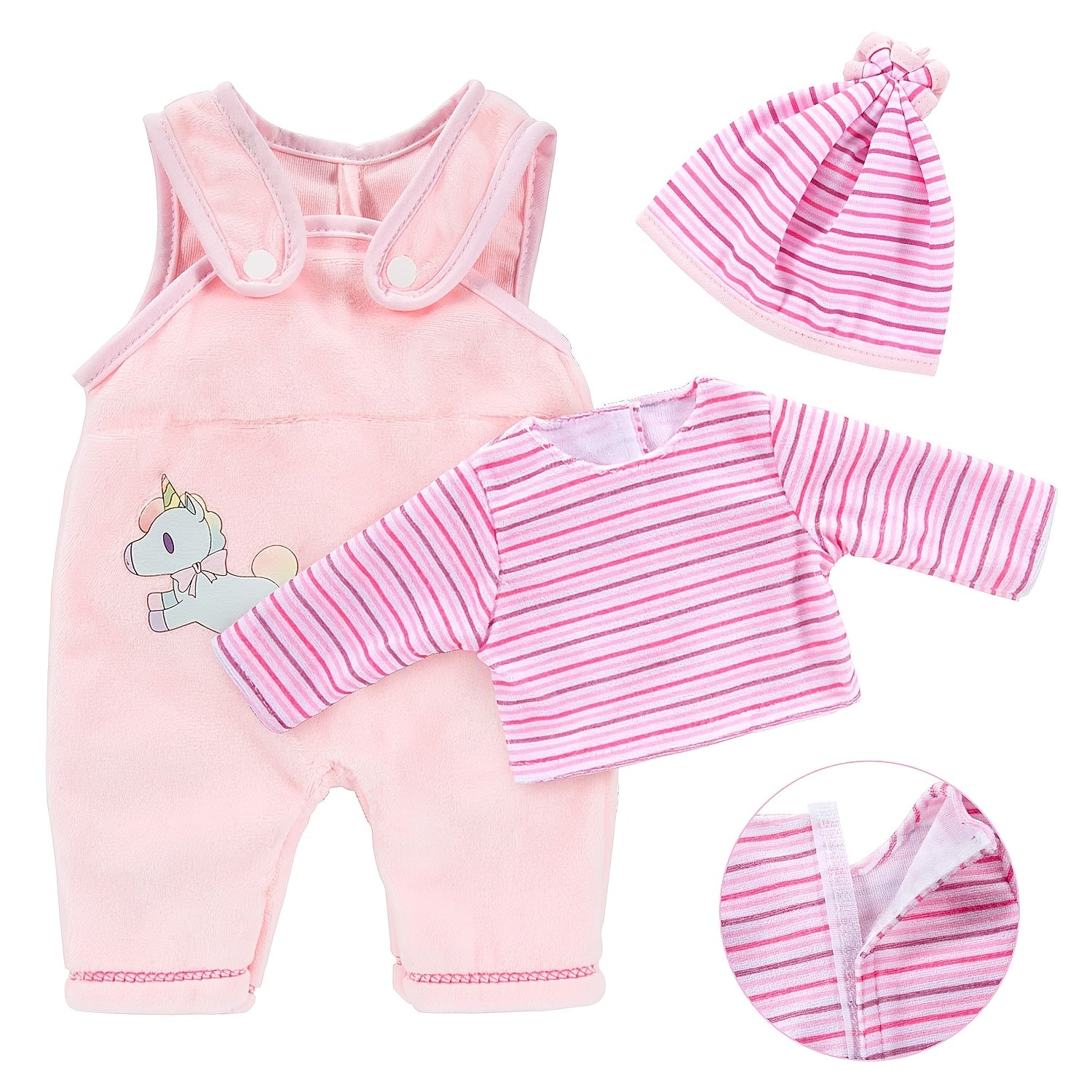 3pcs Baby Doll Clothes Set with Hat, Long Sleejsones and Pants
