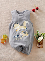 Baby Boys Fox Graphic Sleeveless Romper Jumpsuit
