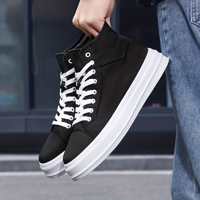 Men's Canvas High Top Lace Up Shoes Non Slip Casual Flats