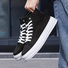 Men's Canvas High Top Lace Up Shoes Non Slip Casual Flats