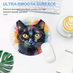Rainbow Cat Round Mouse Mat Non Slip Rubber Base Mousepad