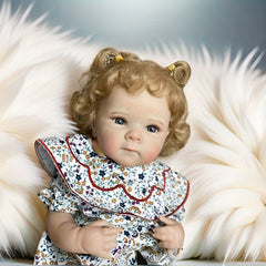 Lifelike Reborn Girl Doll with Rooted Hair & Floral Print Dress