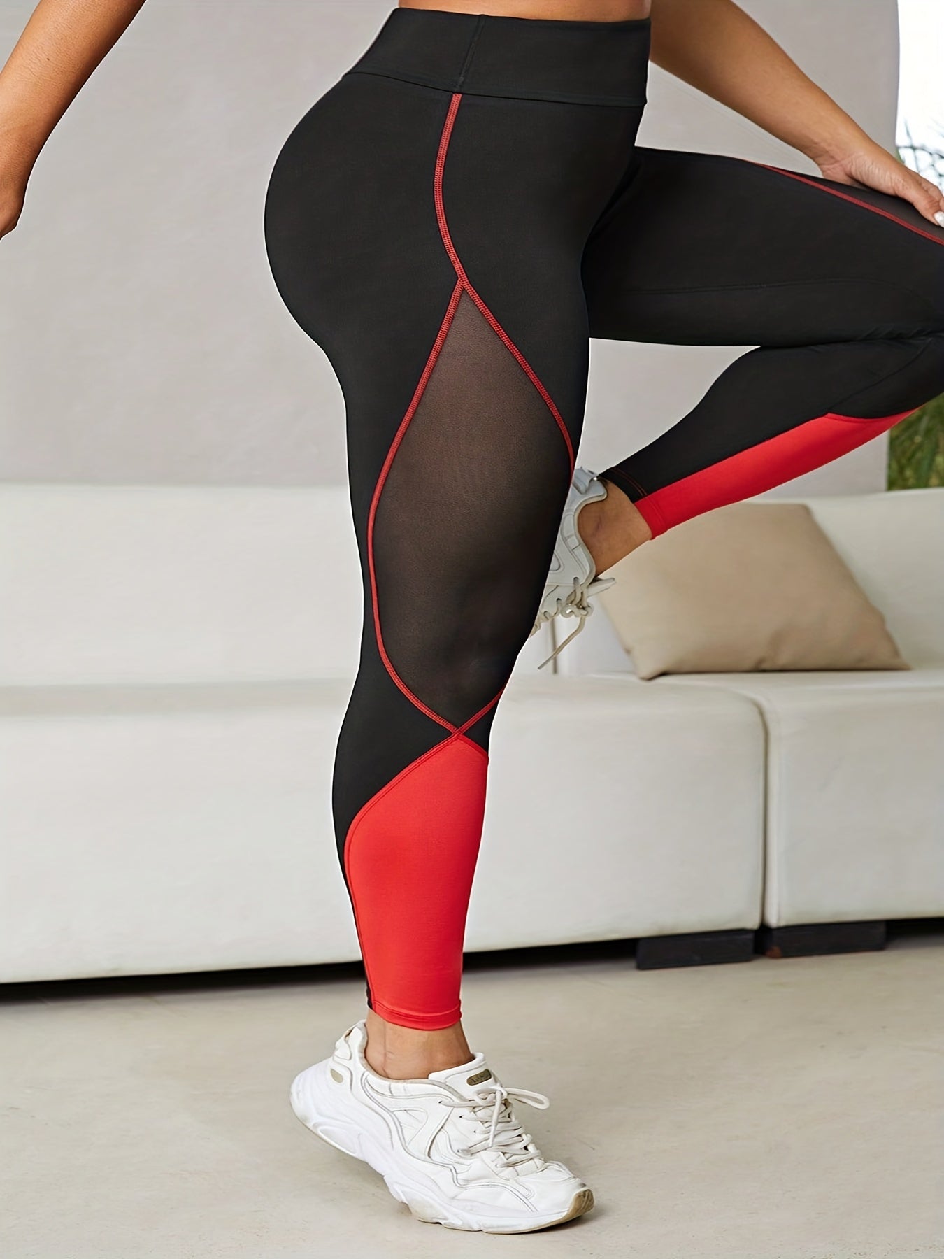 Colorblock Mesh High Rise Fitness Leggings