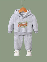 Girls 2pc Alphabet Pattern Hooded Sweatshirt Set