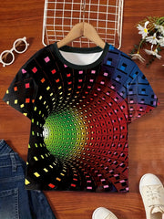 Girls 3D Tunnel Graphic Tee - Summer Gift