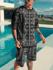 Paisley Pattern Men's 2 Piece T-shirt and Shorts Set
