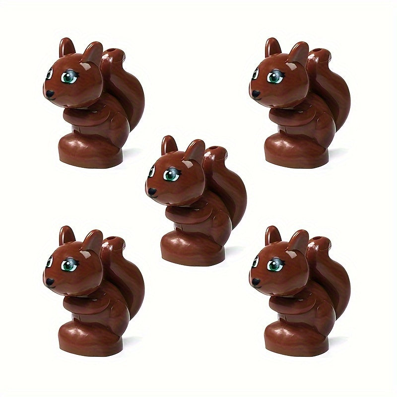 5pcs Small Particle Building Blocks Little Rabbit Squirrel Farm Scene