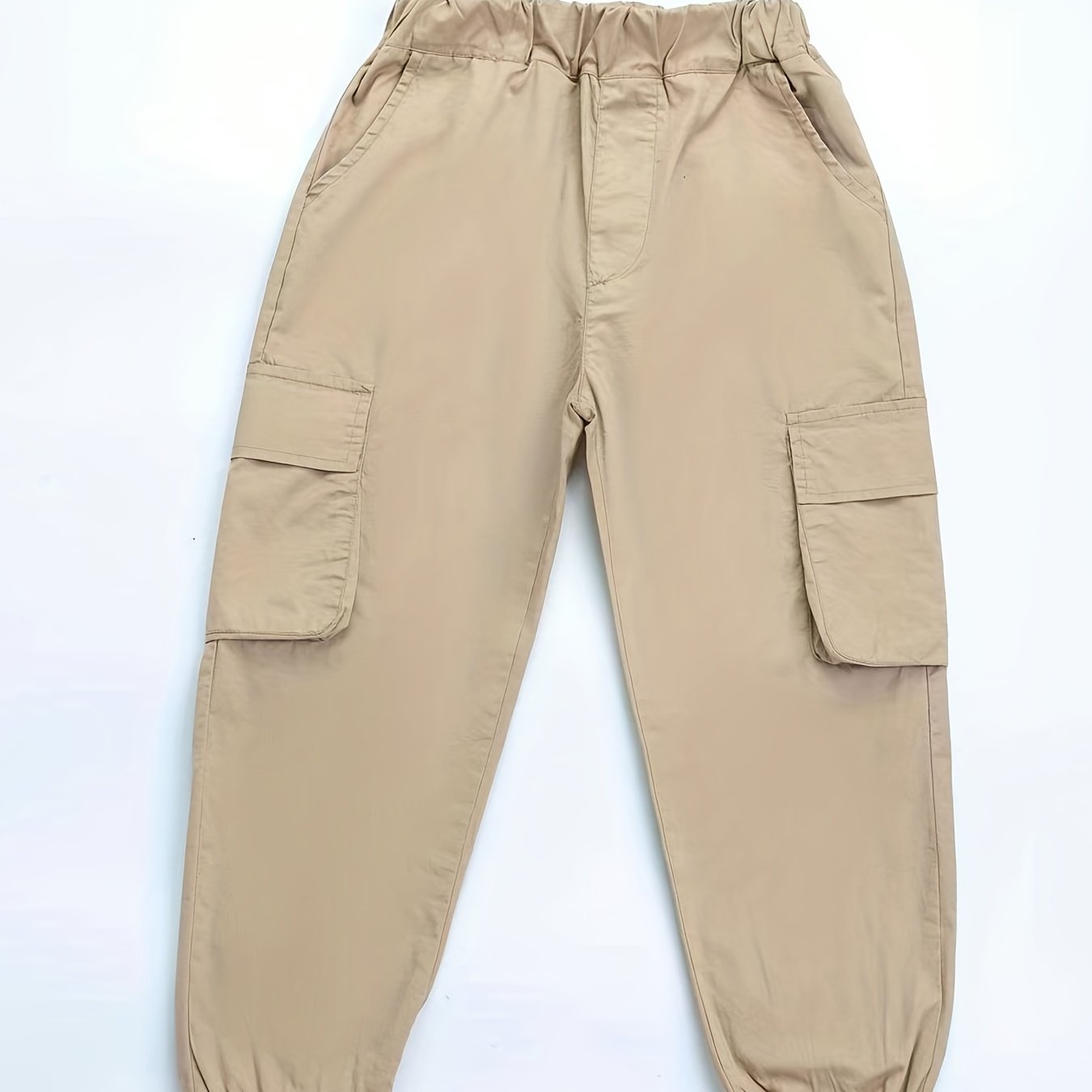 Girls Cargo Pants Elastic Waist Casual Joggers Loose Fit Trousers