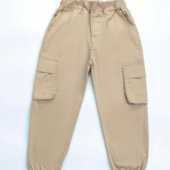 Girls Cargo Pants Elastic Waist Casual Joggers Loose Fit Trousers