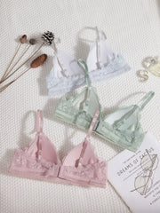 3 Pcs Floral Lace Wireless Push Up Bras Women's Lingerie