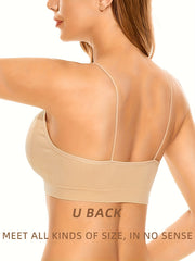 4pcs Ribbed Cami Crop Tops Spaghetti Strap Top