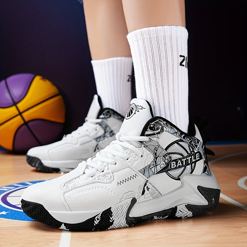 Men's Plus Size High Top Basketball Shoes Non-Slip Lace Up Sneakers