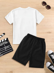 Boys 2pcs Beach Print T Shirt & Shorts Set for Summer Kids