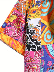 Men's Colorful Print Casual Short Sleeve Shirt for Summer Vacation