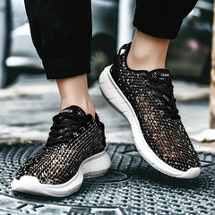 Men's Ventilation Lace-up Sneakers Odor Resistant Athletic Shoes
