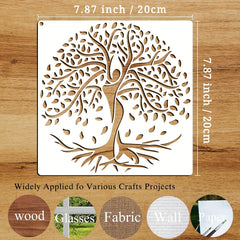 9pcs Tree Of Life Stencils 7.87x7.87in Reusable DIY Art Craft Stencil