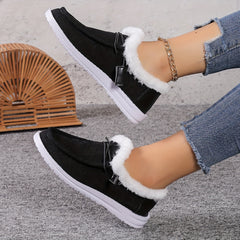 Plush Lined Thermal Furry Snow Shoes Winter Warm Non Slip Boat Shoes