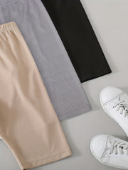 3pcs Girls Thin Casual Elastic Waist Safety Shorts Leggings Under Skirt Dress