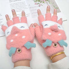 Winter Warm Elk Half Flip Gloves For Boys/Girls 6-12 Yrs