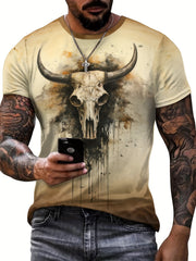Men's Deer Skull Graphic T shirt Active 3D Print Tee For Outdoor