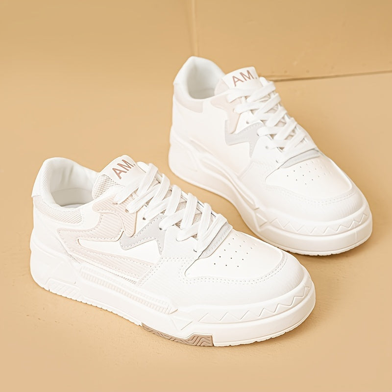 Women's Lace-Up Platform Sneakers Breathable Low Skate Shoes