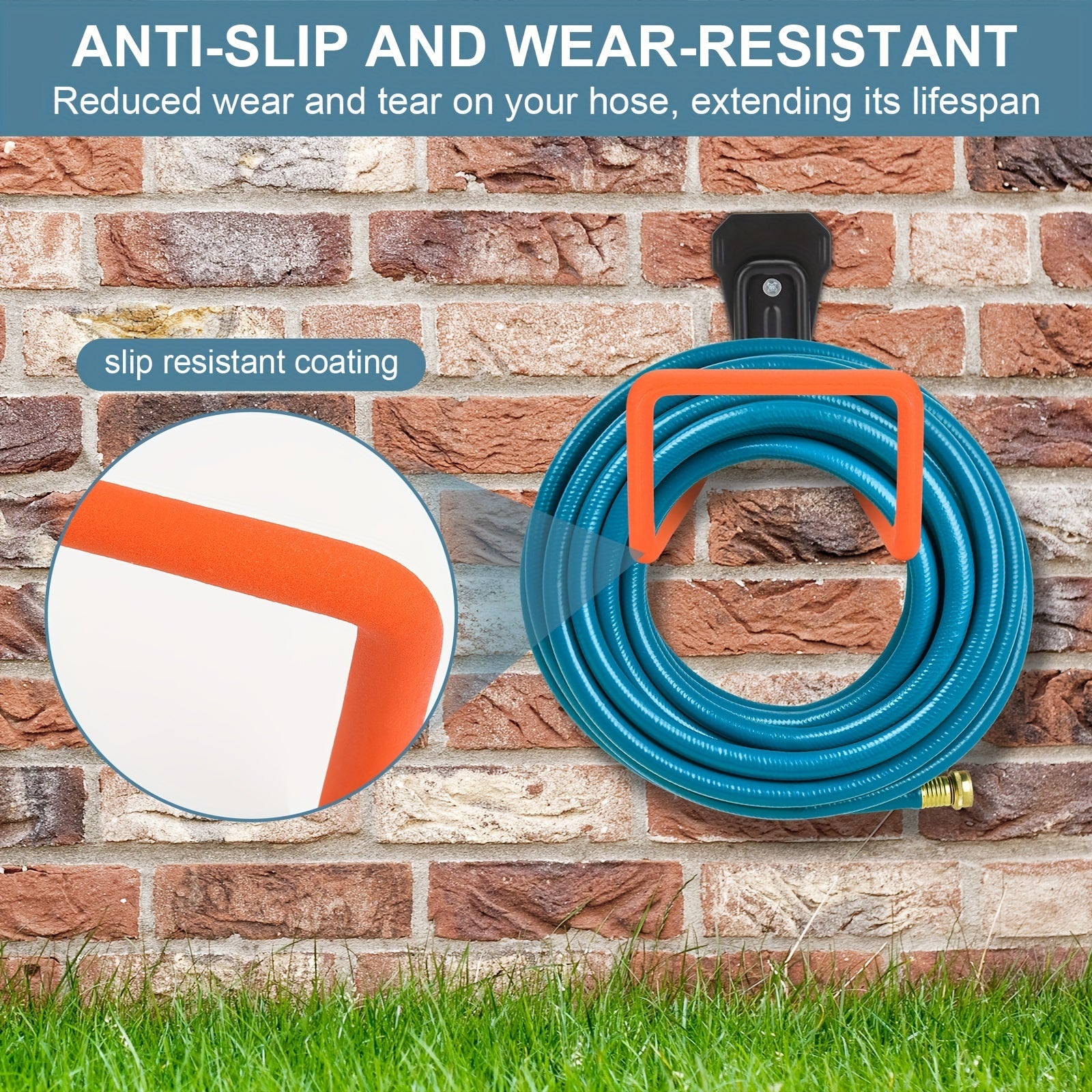 Heavy Duty Metal Hose Holder Wall Mount Orange Garden Hose Hanger