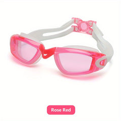 Adjustable Waterproof Swim Goggles + Storage Box + 3 Nose Bridge Replacement