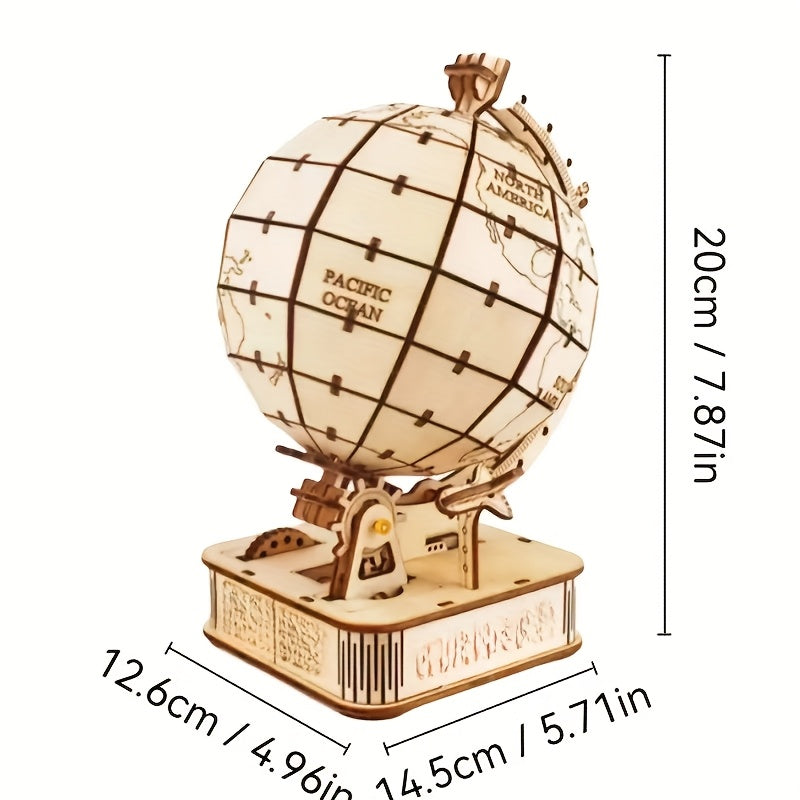 3D Wooden Globe Puzzle Set World Map Model Ocean Wonders Ideal Gift