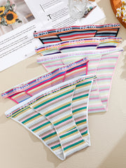 5pcs Striped Panties Colorblock Intimates Women's Lingerie