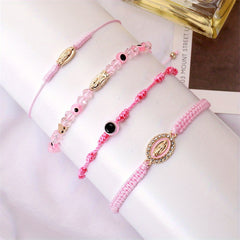 24pcs Mixed Braided Rope Beads Bracelet Jewelry for Men Women