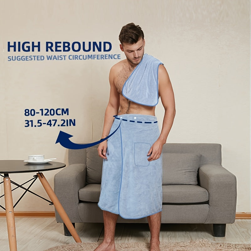 2pcs Men's Microfiber Bath Skirt & Hand Towel Set