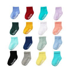 16 Pairs Baby Girls Knit Non Slip Cotton Crew Socks for Summer and Spring