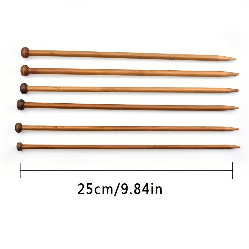 36pcs Bamboo Knitting Needles Set Single Pointed 9.8 Inches Length 18 Sizes