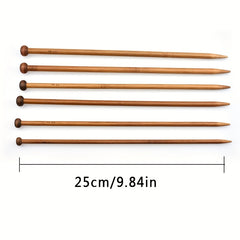 36pcs Bamboo Knitting Needles Set Single Pointed 9.8 Inches Length 18 Sizes