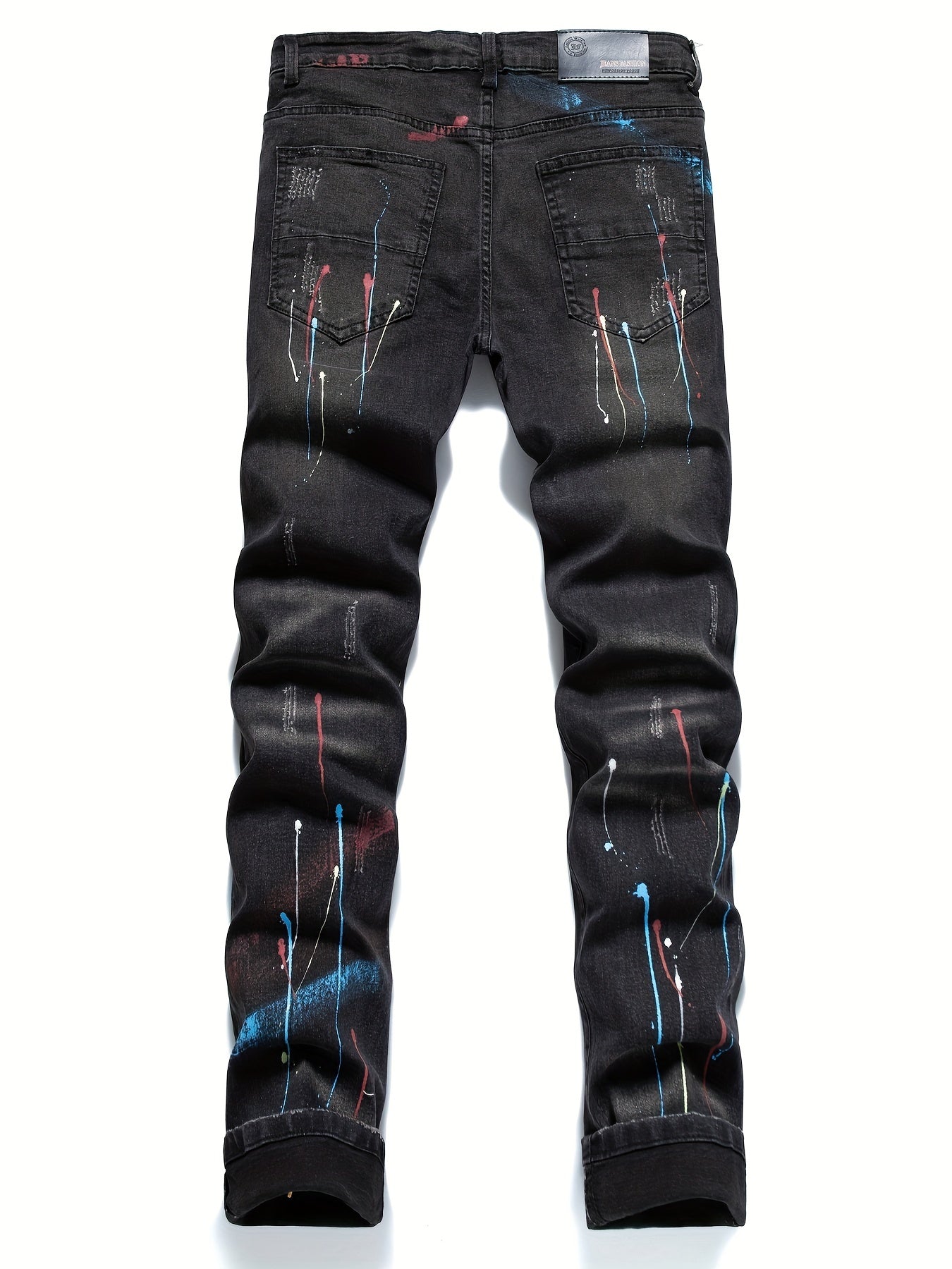 Spray Painted Patchwork Jeans Men's Street Style Jeans