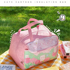 Large Capacity Insulation Bag for Lunch Box Cartoon Design Student Rice Bag
