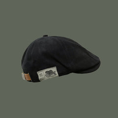 Vintage Beret Patch Newsboy Cap British Style Peaked Cap