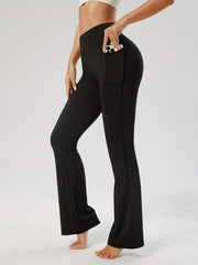 High Waist Flared Yoga Pants with Pocket